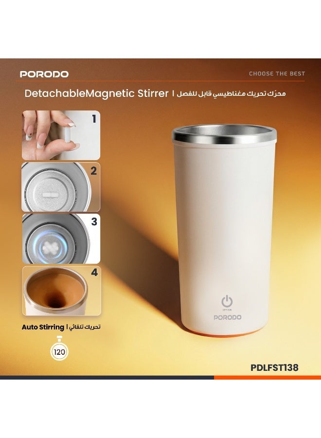 porodo Auto-Stirring Insulated Mug 400ml with IPX6 Waterproof / BPA Free / Anti-Slip Base / Magnetic USB Charging / Double-Wall Insulated Mug - Black - Image 4